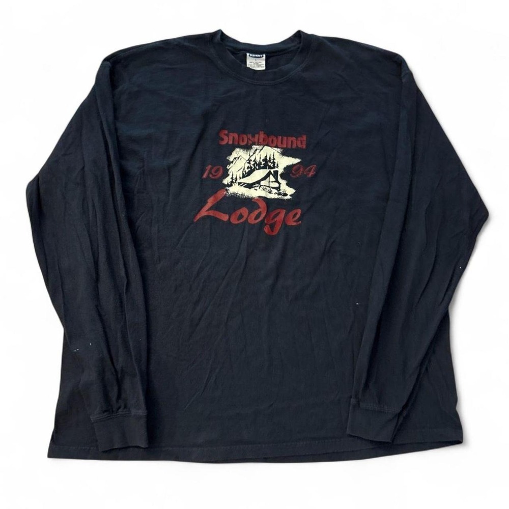 Old Navy Snowbound Lodge 1994 Navy Long Sleeve Graphic Shirt Mens Large
